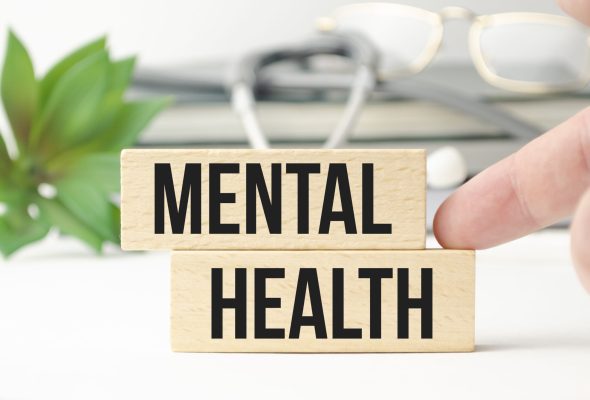 mental health text long banner on grey background